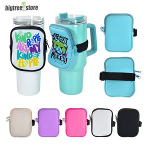 Sublimation Water Bottle Zipper Pouch Storage Sleeve for 40oz Tumbler Neoprene Water Bottle Holder Tumbler Carrier Bag Holder for Running, Walking fast