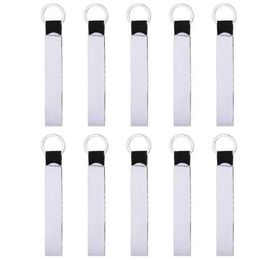 Sublimatie Witte Kleur Neopreen Polsbandje Sleutelhanger Lanyard Sleutelhanger Chapstick Houder cadeau