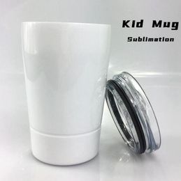 Sublimation White Kid Mug avec couvercle en acier inoxydable bataille d'eau double couche verres à vin tasse d'isolation thermique SEA SHIPPING LSK1655