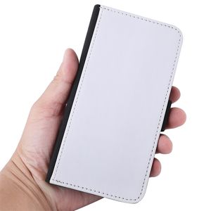 Étui de téléphone portable en cuir blanc de sublimation avec fentes pour cartes de portefeuille pour Iphone 14 13 12 Pro Max fibre de polyester côté noir et couverture rigide PC B212