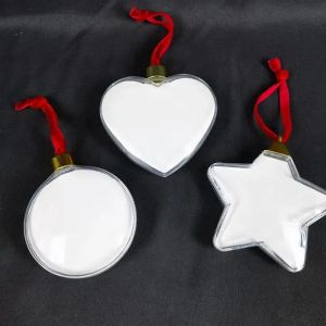 Sublimación Bola de Navidad Bola de plástico plana Inserto de MDF en blanco para impresión personalizada Decoración del árbol de Navidad de Ocean i1020