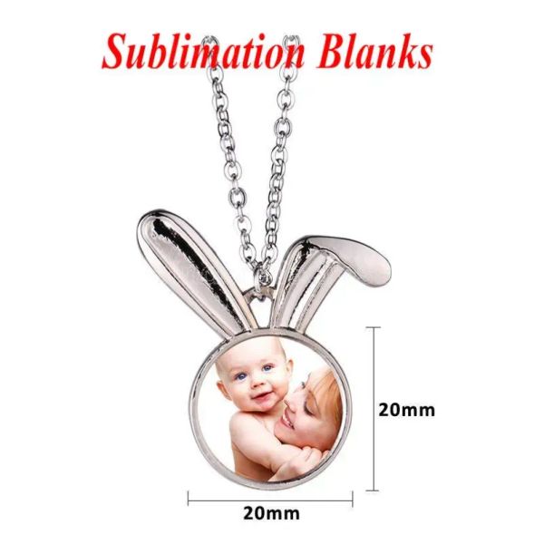 Sublimaton Hot European y American Jewelry Chail Favor Favor Pascua Transferencia de calor en blanco Metal Collar redondo de conejo 0409