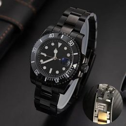 Montre mécanique automatique pour hommes sous-marin en option fermoir coulissant saphir étanche 40mm montres-bracelets en acier échelle en céramique lumineuse mouvement 8215 amélioré