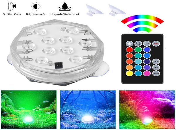 Bougie submersible Light 10 LEDS Remote Contrôle RVB Base de vase floral Lumières LED imperméables pour la fête d'anniversaire de mariage Decoration9973324