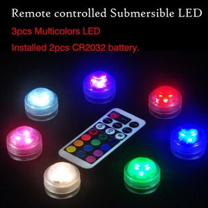 Luces LED sumergibles Luz subacuática RGB impermeable para iluminación de té de boda bañera estanque piscina bañera acuario florero de fiesta Deco227Q