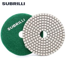 Subrilli 4 "Dry Wet Used Diamond Polissing Pad pour le ponçage en béton Disque Disque de roue blanc flexible Grit de roue 50-3000