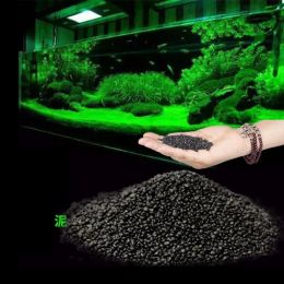 Substrat 500 g pour plantes d'eau d'aquarium, substrat de fertilité, sable, sol pour plantes d'aquarium, gravier d'argile noire pour plantes naturelles de mousse d'eau