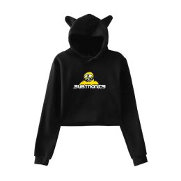 Subtronics Cyclops Merch Crop Top Hoodie Harajuku Cropped Sweatshirt Streetwear Hip Hop Kawaii Kat Oor Lange Mouw Trui Tops