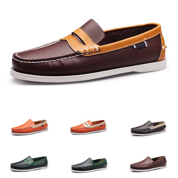Zapatos casuales de cuero real multifuncionales para hombres exitosos, ocio al aire libre naranja-marrón eur 40-45