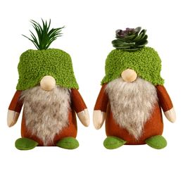 Succulente gnomen groene planten gelaagde lade Decoratie Plush tomte pop decor cacti Nordic Dwarf Garden Gifts XBJK2209