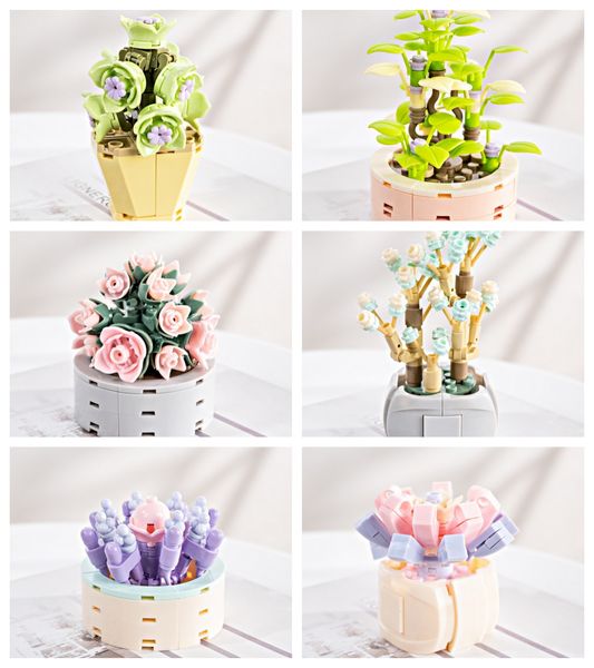 Plantes succulentes Blocs de construction City Creative Pant Flower Bouquet Flowers Flower Briks Bricks Construction Moc Flowers DIY Toy Bouquet Supply Bouquet Build Bouild