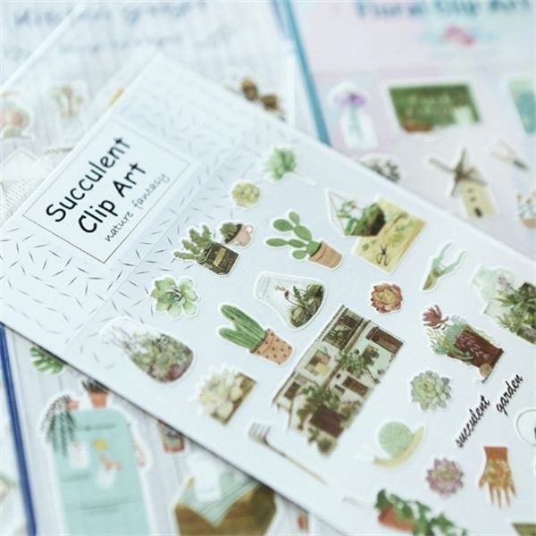 Plantes succulentes Journal autocollants pour papeterie Scrapbooking bricolage Journal Album balle Journal bâton étiquette C0125