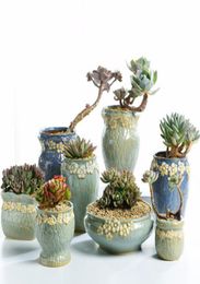 Plantes succulentes Flowerpot petit et moyen Vase Vase rétro floral fleuriste artisanat créatif ornements de bureau décor du planteur CX204316404