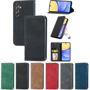 Suck Fundas tipo billetera de cuero para Samsung S24 Plus Ultra M34 A05 A05S A15 A25 S23 FE A35 A55 X Cover 7 Hand Feeling Holder Flip Cover Skin Feel Hombres Niñas Bolsa con cierre magnético