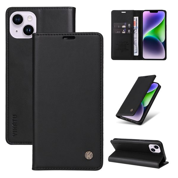 Suck Fermeture Magnétique Étuis Portefeuille En Cuir Pour Iphone 15 14 13 12 11 Pro Max XR XS X 8 7 6 Plus Téléphone Mobile Flip Cover Holder Business Men Card Slot Pocket Book PU Pouch