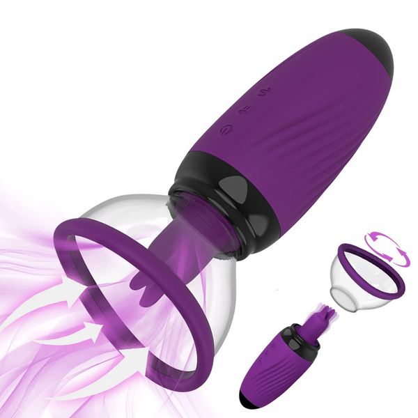 Sucker Agrandissement du sein Masseur 10 fréquence Vibration Stimulateur de mamelon Sucer la langue Lécher Sex Toys pour femmes Adultes 18 240307
