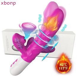 Sucer le vibrateur de poussée pour les femmes Clitoris Sucker Stimulateur Rotation télescopique Vibromasseur G-Spot Jouets sexuels féminins pour adultes 240226