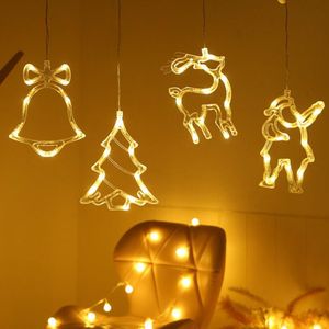 Zuigbeker LED LICHT Kerstmis deocratie hanger lamp Santa Elk Snowflake Xmas Tree Shape Home Window Decor Navidad Natal