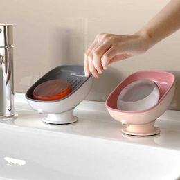 Porte-savon à ventouse avec boîte à savon à eau de vidange pour accessoires de salle de bain porte-savon porte-éponge de cuisine plateau à savon