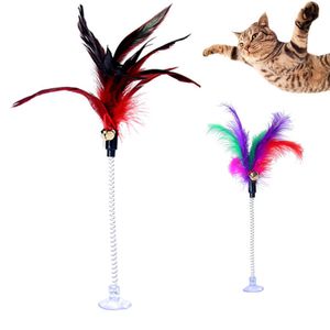 Ventosa con campana primavera piuma pet gatto giocattolo peluche artificiale divertente gatto interattivo giocattoli YQ01059