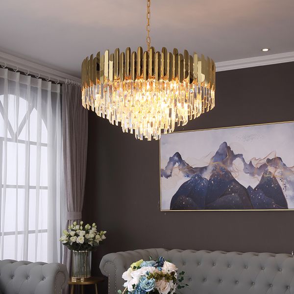 Aspiration suspendue à double usage lampes luxury cristal lustre moderne salon légers salles de salle à manger lampe de luxe