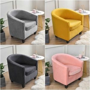 Suede Fauteuil Cover All Inclusive Tub Chair Slipcover Verwijderbare Sofa Slipcovers Elastische Club met Zitting Case 211116