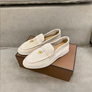 Mocassins LP en cuir de veau suédé Designer Femmes Hommes chaussures dame robe paresseuse baskets décontractées sans lacet mules chaussures de conducteur en cuir mules loro mocassins entraîneur de couple britannique