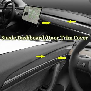 Suede Dashboard Paneel Protector Cover voor Tesla Model Y 3 Deuren Trim Cover 2022 Interieuraccessoires Model 2021 Dash Decor Sticker Wrap