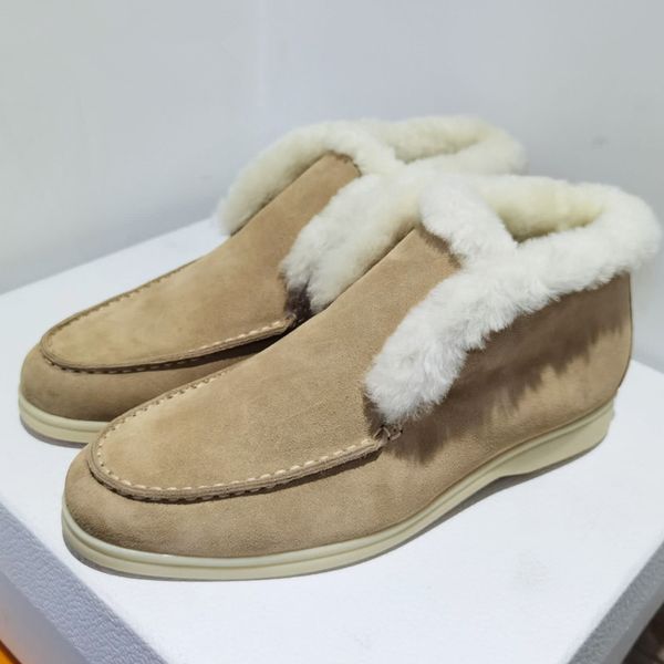 Loro Piano Gamuza Piel de cuero Interior Zapatos de vestir Hombres Primavera Mujeres Conducción Zapato casual Diseño de lujo Pisos abiertos para caminar Mocasines Mocasines Tamaño unisex 35-46