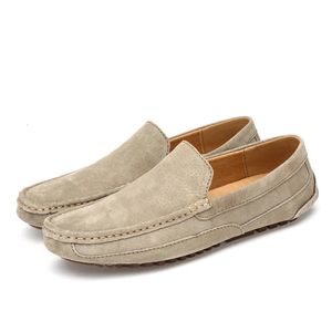 Mocasines de cuero de gamuza casual para bote hombres hechos a mano zapatos de conducción mocasins mocasins Zapatos 240129