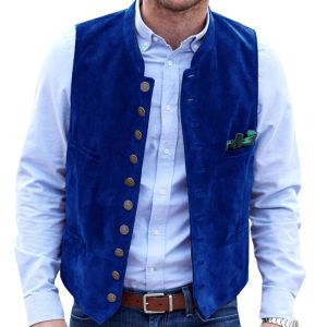 Gilets en daim pour hommes, col en V, veste Steampunk à simple boutonnage, gilet ajusté, Costumes pour garçons d'honneur, gilets de mariage, gilet personnalisé