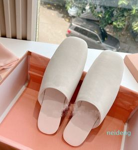 Suede Mules Slippers Sandal Slide Womens Square Head Flat Slip on Shoes Chaussures Mocasins Slippers Footwear Factory
