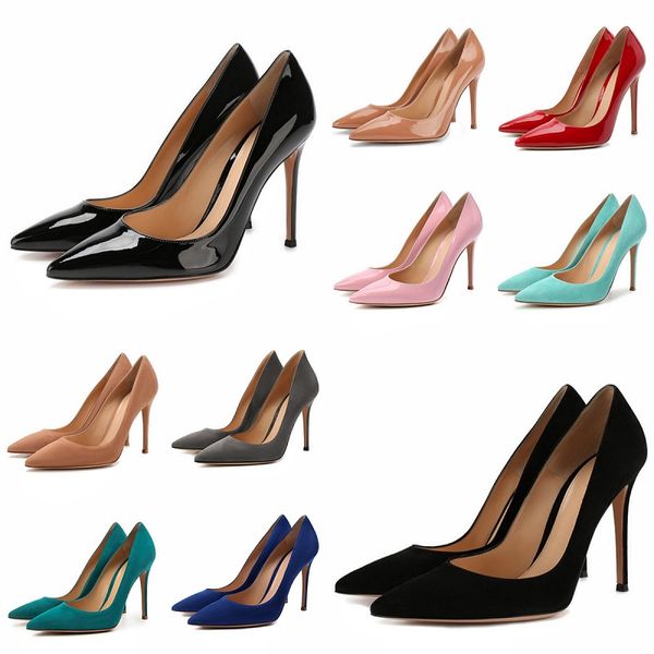 Zapatos de vestir nuevos de gamuza, zapatos de diseñador de lujo para mujer, tacones de aguja sexy, sandalias de charol de moda, zapatos de boda nupciales de lujo, zapatos cómodos para fiesta al aire libre