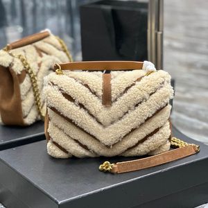 Suede Shearling Chain Bag Loulous Vrouwen Crossbody College Bag Messenger Bag Portemonnee Flap Schoudertas Quilt Bag Designer Tas Luxe Tas Top Spiegel Kwaliteit Handtas