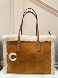 Camurça shearling tote bolsa de compras feminina de luxo com alça larga axila bolsa de ombro bolsa feminina casual grande capacidade alça