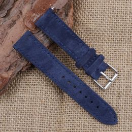 Bracelet de montre en daim 18 19 20 21 22mm bracelet de montre Tan bleu marron accessoires de remplacement en cuir véritable confortable à porter # D 240106