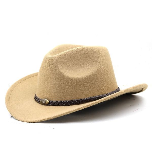 Gamuza sombrero de vaquero occidental hombres mujeres vintage caballero dama jazz vaquera panamá gorra de sol ala ancha cloche iglesia fedora hatsppp
