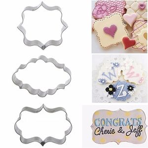 Sugar Biscuit Mold 3pcs Plaque Cutter Cookies frame diy cake ovaal vierkante rechthoek fancy roestvrij koekjesvorm 220701