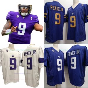 Sugar Bowl patch 9 Michael Penix Jr. Washington Huskies voetbalshirt NCAA College HEREN ALLEN GESTIKT Gouden woord