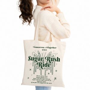 suiker Rush Ride patroon canvas schoudertas, txt kpop zakje, Tomorrow By Together print canvas D8ab #