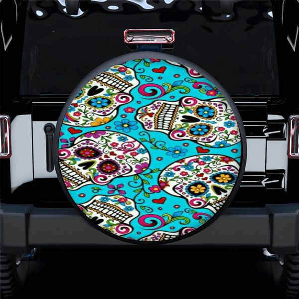 Sugar Skull Flowers SUV COVER DE TIRE DE VOLE