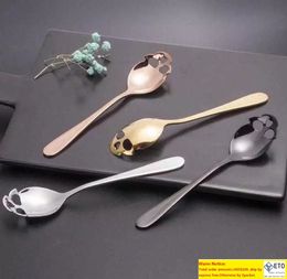 Sugar Skull Tea Lepoon Roestvrijstalen koffie ijs uw tabelwerk L Grappige flatware lepel keukenaccessoires