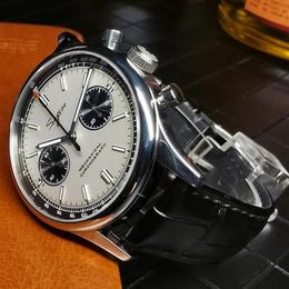 Sugess Mechanische Chronograaf Horloge 40 MM Wijzerplaat Roestvrij Staal Echt Seagull ST1901 Saffier Voor Mannen Watches324c