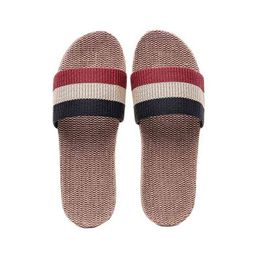 Suihyung zomer vlas slippers voor vrouwen mannen ademen comfortabele binnen huisschoenen gekleurde riem vrouwelijke casual glijbanen sandalen G220518