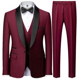 Pantalon à manteau de costume VIET 3 pcs set / mode masque boutique occasionnelle Business Wedding Groom Robe Blazers veste pantalon 240315