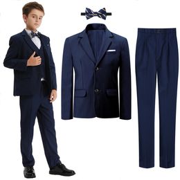 Costume pour les enfants garçons tenue de Pâques Party Church Blazer Cérémonie de mariage Fleur Performance de piano Performance Cadeau d'anniversaire Ensemble de vêtements 3 PCS 240401