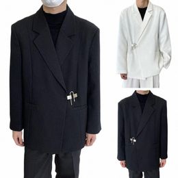 Veste de costume Veste de mariage pour marié Anti-rides Couleur unie Manteau de costume mi-long avec poche plaquée à revers pour vêtements d'affaires T6mX #