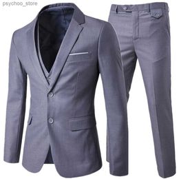 Terno + jaqueta + calças 3 peças conjuntos/2023 moda masculina ternos de negócios/blazers masculinos casaco + calças + colete/S-6XL q230828