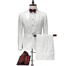 Pak mannen 2017 nieuwste jas pant ontwerpen witte bruiloft smoking voor mannen slanke fit heren bedrukte pakken kleding304LL