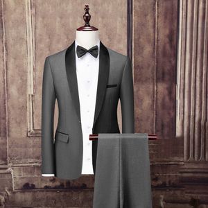 Pak Mannen Merk Homme Mariage Tuxedo Jas Pant Mannelijke Kleren Regelmatige Slim Fit Business Royal Bruiloft Roken Jacket Suits voor Mannen X0909